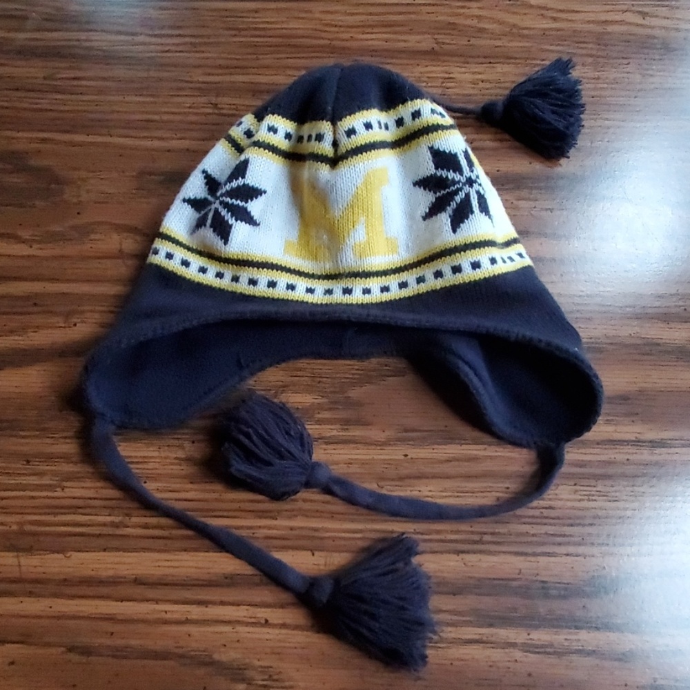 University of Michigan Trapper Pom Beanie